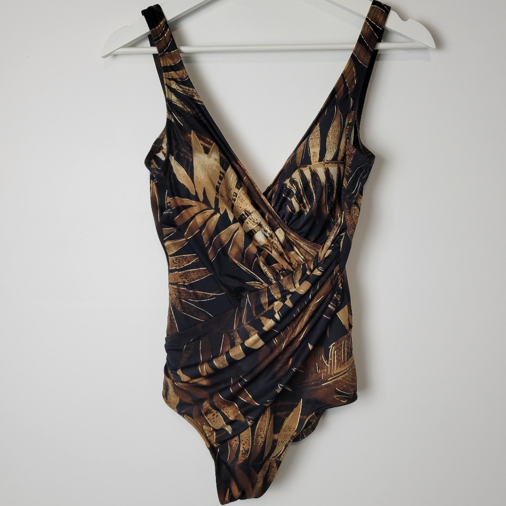 Miraclesuit Brown and Black One Piece Swimsuit